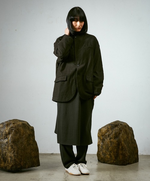 Dulcamara（ドゥルカマラ）の「縮絨ウール2WAYカラーJK（テーラードジャケット・メンズ・ダークブラウン/チャコールグレー/グリーン系その他・0/1）」の9枚目の写真