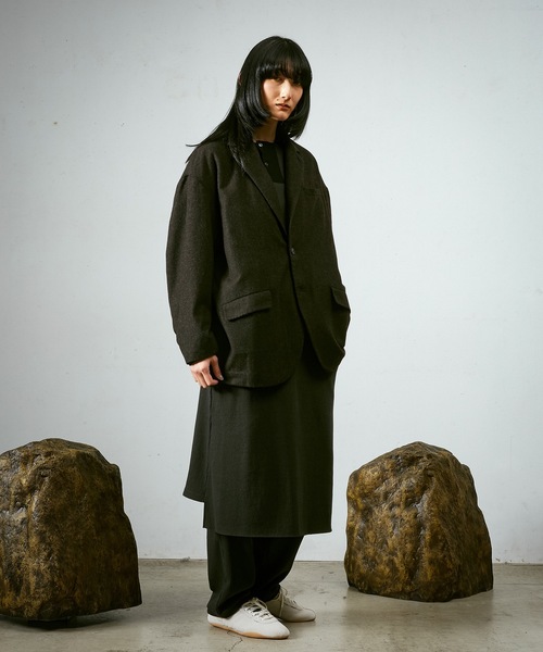 Dulcamara（ドゥルカマラ）の「縮絨ウール2WAYカラーJK（テーラードジャケット・メンズ・ダークブラウン/チャコールグレー/グリーン系その他・0/1）」の11枚目の写真