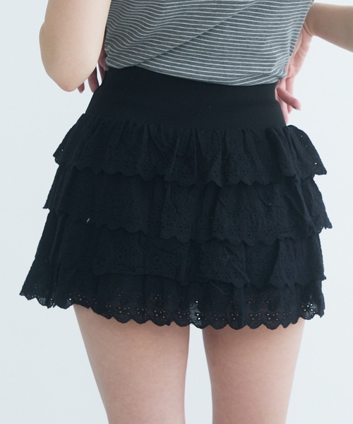 TITTY&CO.（ティティーアンドコー）の「シュガーフリルティアードスカート（スカート・レディース・ブラック/ホワイト・FREE）」の16枚目の写真