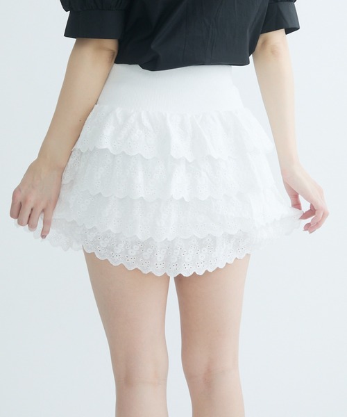 TITTY&CO.（ティティーアンドコー）の「シュガーフリルティアードスカート（スカート・レディース・ブラック/ホワイト・FREE）」の10枚目の写真