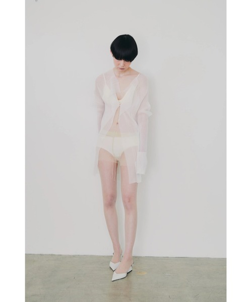 セール】【Abor】3D Sleeve Sheer Cardigan/3Dスリーブシアー