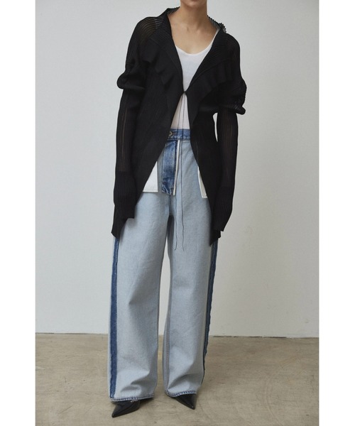 セール】【Abor】3D Sleeve Sheer Cardigan/3Dスリーブシアー