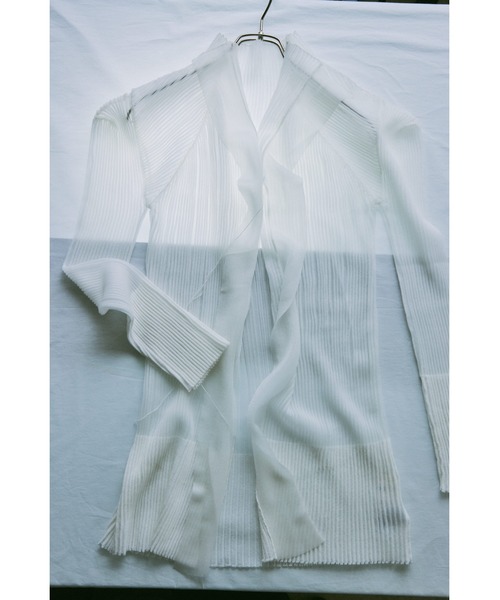 セール】【Abor】3D Sleeve Sheer Cardigan/3Dスリーブシアー