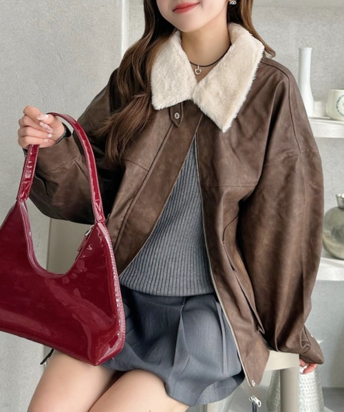 セール】【360度 大人カワイイ】取り外し可能 ボア襟付き フェイク