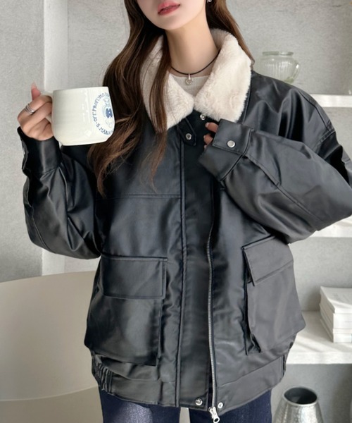 セール】【360度 大人カワイイ】取り外し可能 ボア襟付き フェイク