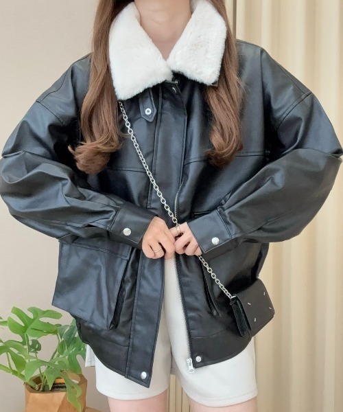 セール】【360度 大人カワイイ】取り外し可能 ボア襟付き フェイク