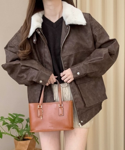 セール】【360度 大人カワイイ】取り外し可能 ボア襟付き フェイク