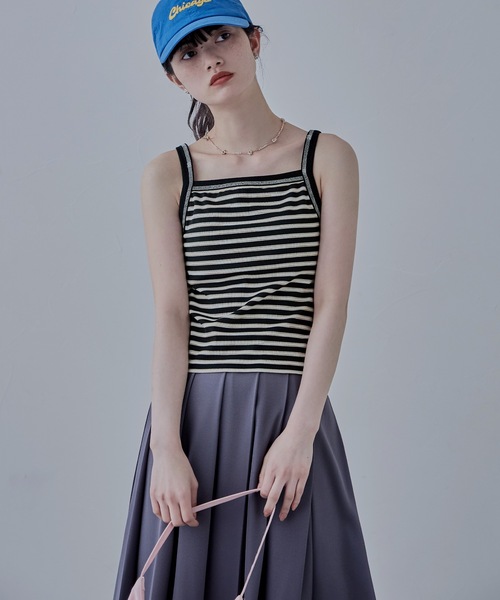 etoll.（エトル）の「マルチボーダーリブカップインキャミソール（キャミソール・レディース・ブラウン/ブラック/カーキ/グレー・FREE）」の5枚目の写真