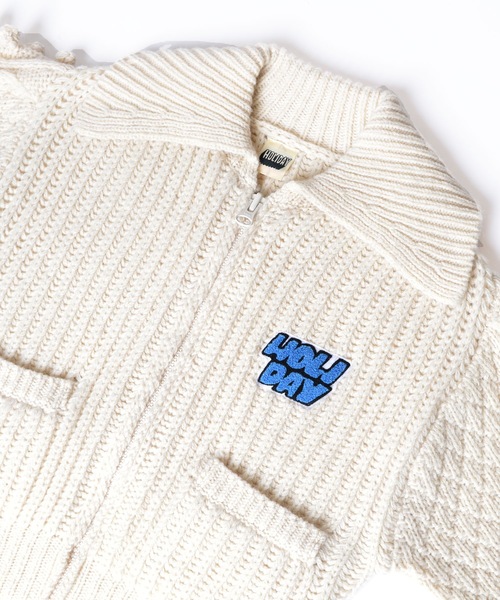 HOLIDAY（ホリデイ）の「WOOL PONPON ZIP-UP KNIT JACKET (TWO STEPS) ウールポンポンジップアップニットジャケット (トゥーステップス)（ニット/セーター・レディース・ホワイト/ブラウン・ONE SIZE）」の12枚目の写真