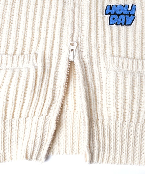 HOLIDAY（ホリデイ）の「WOOL PONPON ZIP-UP KNIT JACKET (TWO STEPS) ウールポンポンジップアップニットジャケット (トゥーステップス)（ニット/セーター・レディース・ホワイト/ブラウン・ONE SIZE）」の11枚目の写真