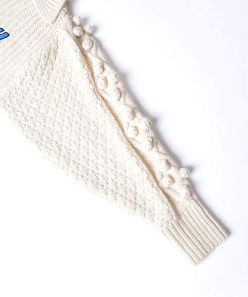 HOLIDAY（ホリデイ）の「WOOL PONPON ZIP-UP KNIT JACKET (TWO STEPS) ウールポンポンジップアップニットジャケット (トゥーステップス)（ニット/セーター・レディース・ホワイト/ブラウン・ONE SIZE）」の10枚目の写真