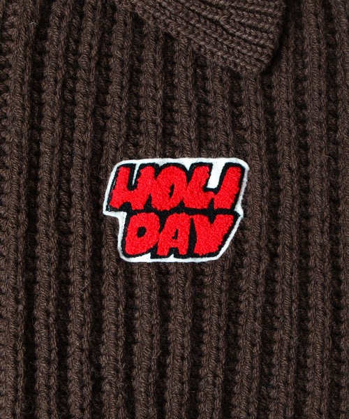 HOLIDAY（ホリデイ）の「WOOL PONPON ZIP-UP KNIT JACKET (TWO STEPS) ウールポンポンジップアップニットジャケット (トゥーステップス)（ニット/セーター・レディース・ホワイト/ブラウン・ONE SIZE）」の8枚目の写真