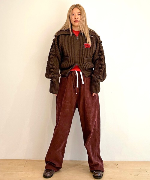 HOLIDAY（ホリデイ）の「WOOL PONPON ZIP-UP KNIT JACKET (TWO STEPS) ウールポンポンジップアップニットジャケット (トゥーステップス)（ニット/セーター・レディース・ホワイト/ブラウン・ONE SIZE）」の16枚目の写真