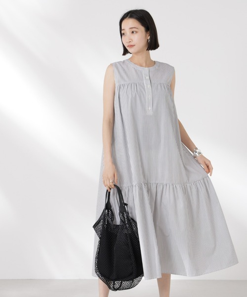 セール】ヘンリーギャザー切り替えワンピース（ワンピース）｜NANO