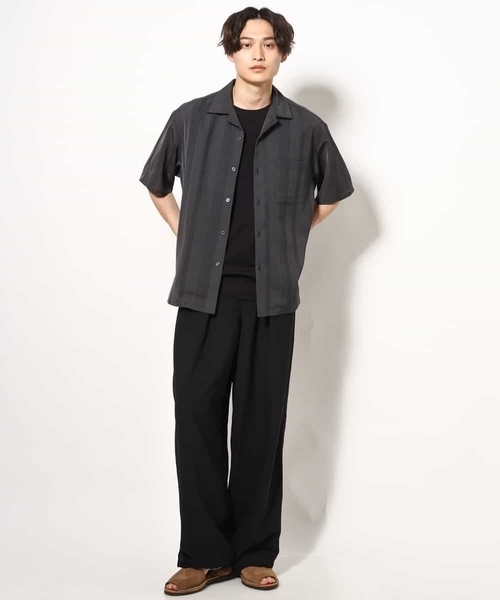 a.v.v（アーヴェヴェ）の「【イージーケア/速乾】カラミストライプオープンカラーシャツ半袖（シャツ/ブラウス・メンズ・ブラック/モカ/イエロー・46/48/50）」の20枚目の写真