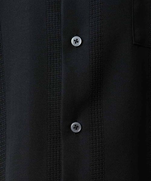 a.v.v（アーヴェヴェ）の「【イージーケア/速乾】カラミストライプオープンカラーシャツ半袖（シャツ/ブラウス・メンズ・ブラック/モカ/イエロー・46/48/50）」の7枚目の写真