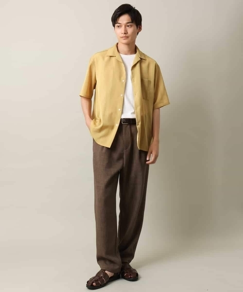 a.v.v（アーヴェヴェ）の「【イージーケア/速乾】カラミストライプオープンカラーシャツ半袖（シャツ/ブラウス・メンズ・ブラック/モカ/イエロー・46/48/50）」の9枚目の写真