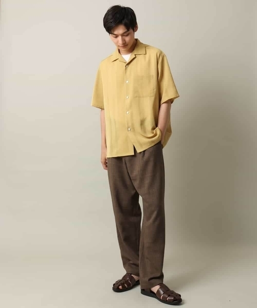a.v.v（アーヴェヴェ）の「【イージーケア/速乾】カラミストライプオープンカラーシャツ半袖（シャツ/ブラウス・メンズ・ブラック/モカ/イエロー・46/48/50）」の10枚目の写真