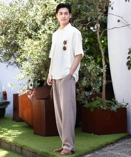 a.v.v（アーヴェヴェ）の「【イージーケア/速乾】カラミストライプオープンカラーシャツ半袖（シャツ/ブラウス・メンズ・ブラック/モカ/イエロー・46/48/50）」の11枚目の写真