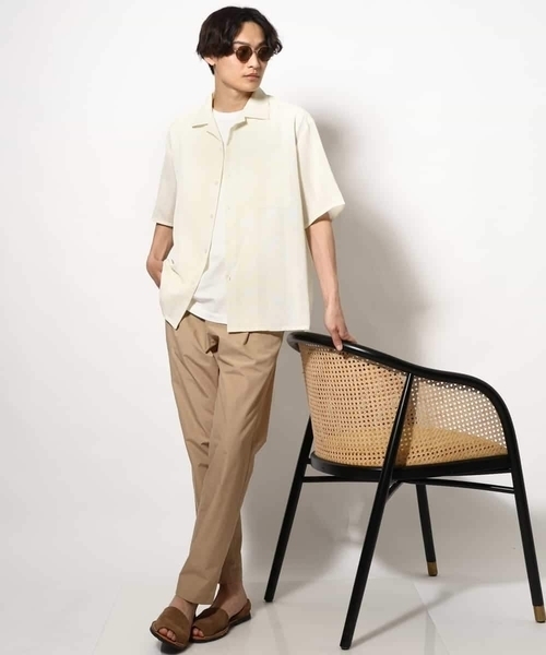 a.v.v（アーヴェヴェ）の「【イージーケア/速乾】カラミストライプオープンカラーシャツ半袖（シャツ/ブラウス・メンズ・ブラック/モカ/イエロー・46/48/50）」の16枚目の写真