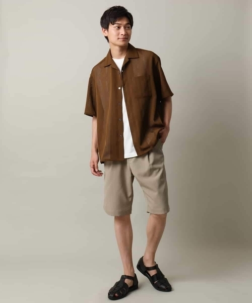 a.v.v（アーヴェヴェ）の「【イージーケア/速乾】カラミストライプオープンカラーシャツ半袖（シャツ/ブラウス・メンズ・ブラック/モカ/イエロー・46/48/50）」の17枚目の写真