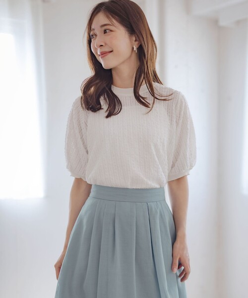 tシャツ レーシージャージーニットライク カットソー レディース 組曲 tシャツ レーシージャージーニットライク カットソー