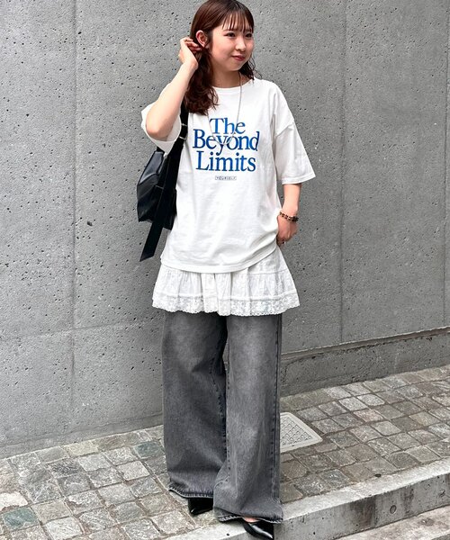DISCOAT(ディスコート)の「【WEB限定】アメリカンロゴTシャツ(Tシャツ/カットソー・レディース・チャコールグレー/ホワイト系その他2/ホワイト系その他・SMALL/FREE)」の19枚目の写真