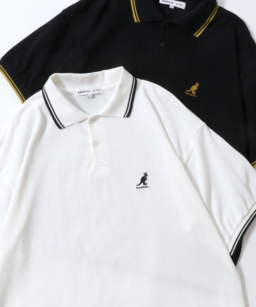 KANGOL（カンゴール）の「KANGOL/カンゴール 別注 オーバーサイズ ワンポイント刺繍 リブライン 半袖 ポロシャツ レディース メンズ（ポロシャツ・メンズ・ワイン/ブラック系その他/ネイビー/ブラック/ホワイト・M/L/XL）」の2枚目の写真