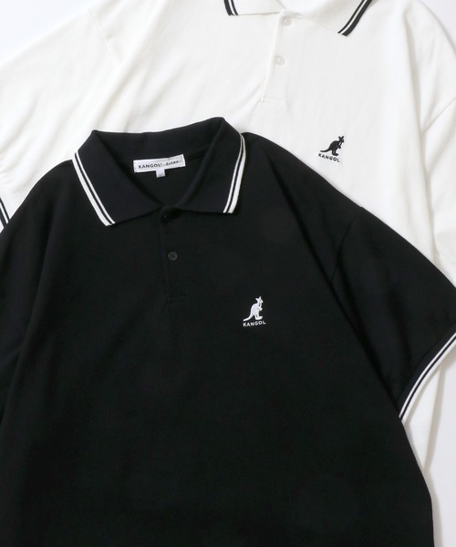KANGOL（カンゴール）の「KANGOL/カンゴール 別注 オーバーサイズ ワンポイント刺繍 リブライン 半袖 ポロシャツ レディース メンズ（ポロシャツ・メンズ・ワイン/ブラック系その他/ネイビー/ブラック/ホワイト・M/L/XL）」の3枚目の写真