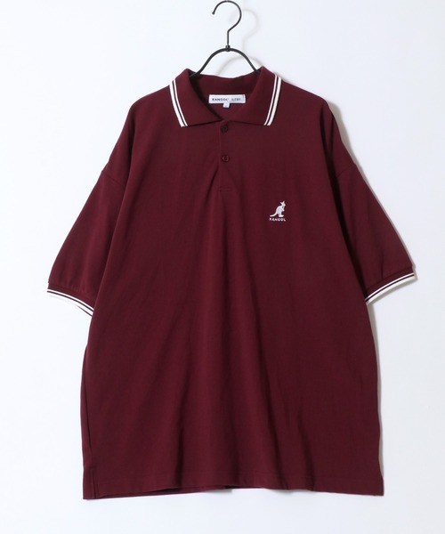 KANGOL（カンゴール）の「KANGOL/カンゴール 別注 オーバーサイズ ワンポイント刺繍 リブライン 半袖 ポロシャツ レディース メンズ（ポロシャツ・メンズ・ワイン/ブラック系その他/ネイビー/ブラック/ホワイト・M/L/XL）」の9枚目の写真