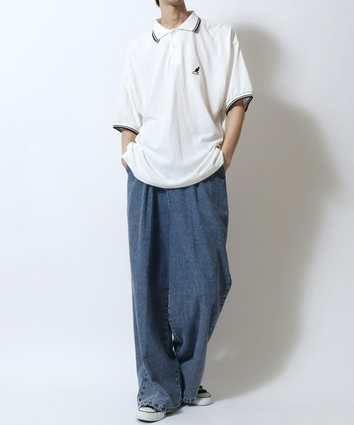 KANGOL（カンゴール）の「KANGOL/カンゴール 別注 オーバーサイズ ワンポイント刺繍 リブライン 半袖 ポロシャツ レディース メンズ（ポロシャツ・メンズ・ワイン/ブラック系その他/ネイビー/ブラック/ホワイト・M/L/XL）」の21枚目の写真