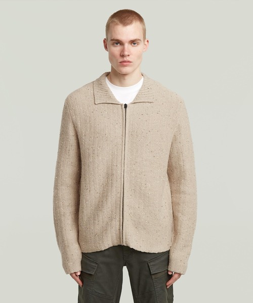 G-STAR(ジースター)の「POLO COLLAR FULL ZIP KNIT/ポロカラーフルジップニットセーター(ニット/セーター・メンズ・ダークブルー/ベージュ・SMALL/MEDIUM/LARGE/X-SMALL)」の3枚目の写真