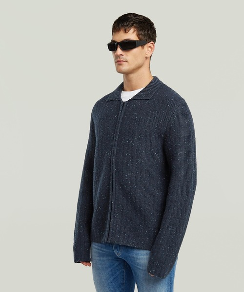 G-STAR(ジースター)の「POLO COLLAR FULL ZIP KNIT/ポロカラーフルジップニットセーター(ニット/セーター・メンズ・ダークブルー/ベージュ・SMALL/MEDIUM/LARGE/X-SMALL)」の11枚目の写真