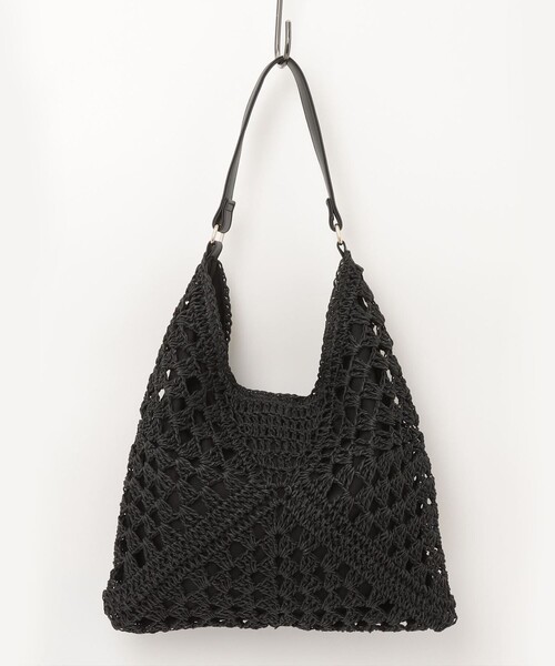 fredy emue（フレディエミュ）の「ペーパー透かし編みワンショルバッグ（かごバッグ・レディース・ベージュ/ブラック・FREE）」の8枚目の写真