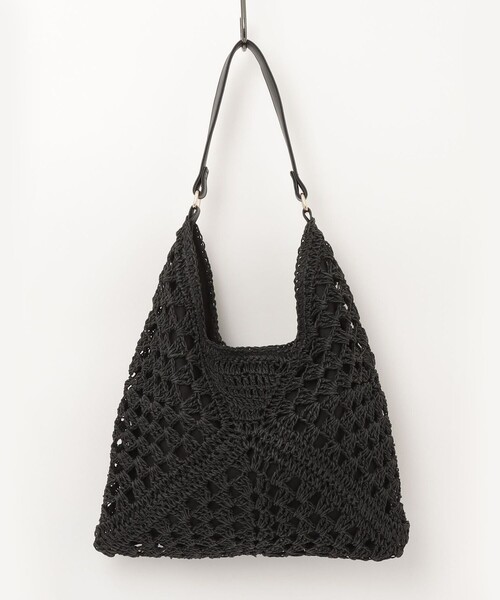 fredy emue（フレディエミュ）の「ペーパー透かし編みワンショルバッグ（かごバッグ・レディース・ベージュ/ブラック・FREE）」の7枚目の写真