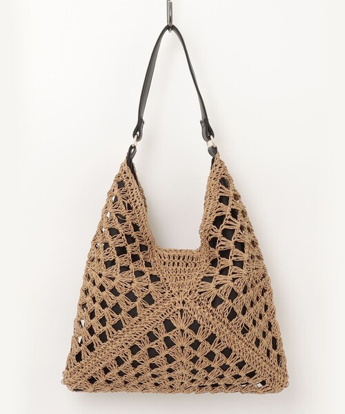 fredy emue（フレディエミュ）の「ペーパー透かし編みワンショルバッグ（かごバッグ・レディース・ベージュ/ブラック・FREE）」の11枚目の写真