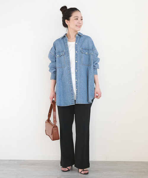 B.C STOCK(ベーセーストック)の「《追加5》ウォッシャブル / デニムワーカーシャツ(シャツ/ブラウス・レディース・ブルー・FREE)」の9枚目の写真