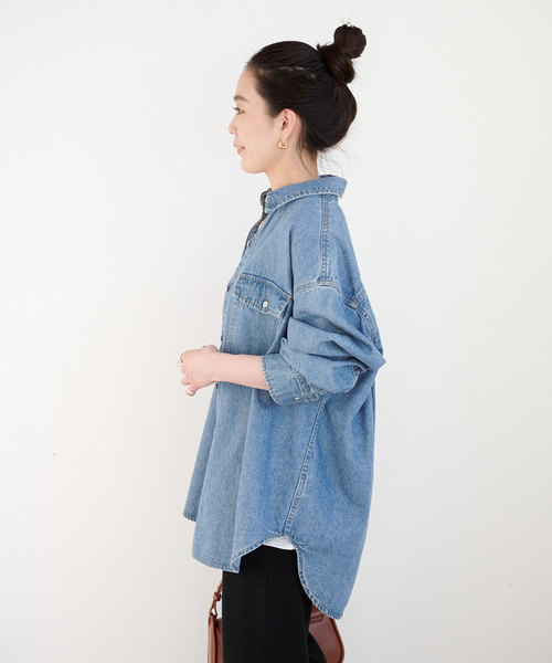 B.C STOCK(ベーセーストック)の「《追加5》ウォッシャブル / デニムワーカーシャツ(シャツ/ブラウス・レディース・ブルー・FREE)」の13枚目の写真