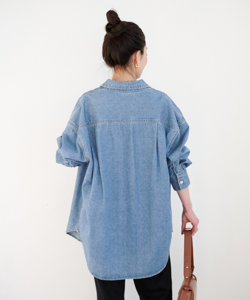 B.C STOCK(ベーセーストック)の「《追加5》ウォッシャブル / デニムワーカーシャツ(シャツ/ブラウス・レディース・ブルー・FREE)」の14枚目の写真