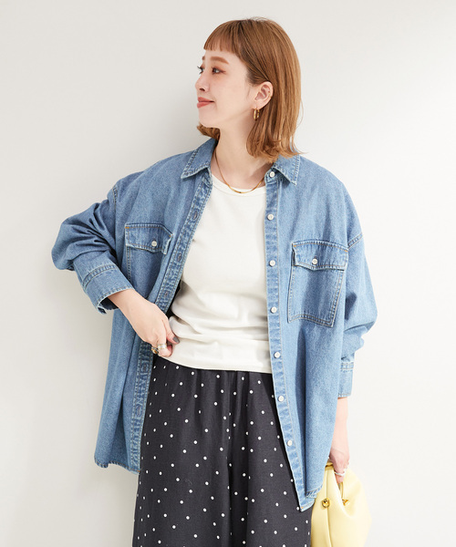 B.C STOCK(ベーセーストック)の「《追加5》ウォッシャブル / デニムワーカーシャツ(シャツ/ブラウス・レディース・ブルー・FREE)」の20枚目の写真