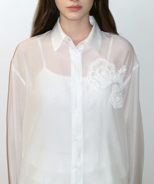 CRANK(クランク)の「【CRANK】FLOWER STRIPED SHEER SHIRT / 【クランク】フラワーストライプボーダーシアー長袖シャツ(シャツ/ブラウス・レディース・ホワイト/ピンク/ブルー・ONE SIZE)」の19枚目の写真