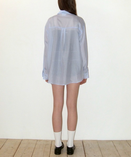 CRANK(クランク)の「【CRANK】FLOWER STRIPED SHEER SHIRT / 【クランク】フラワーストライプボーダーシアー長袖シャツ(シャツ/ブラウス・レディース・ホワイト/ピンク/ブルー・ONE SIZE)」の10枚目の写真
