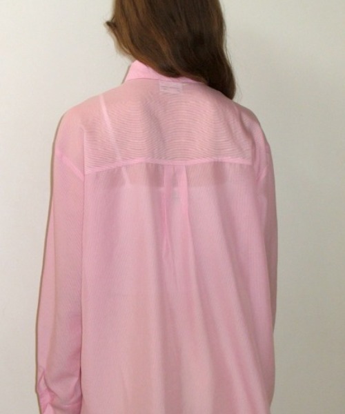 CRANK(クランク)の「【CRANK】FLOWER STRIPED SHEER SHIRT / 【クランク】フラワーストライプボーダーシアー長袖シャツ(シャツ/ブラウス・レディース・ホワイト/ピンク/ブルー・ONE SIZE)」の5枚目の写真