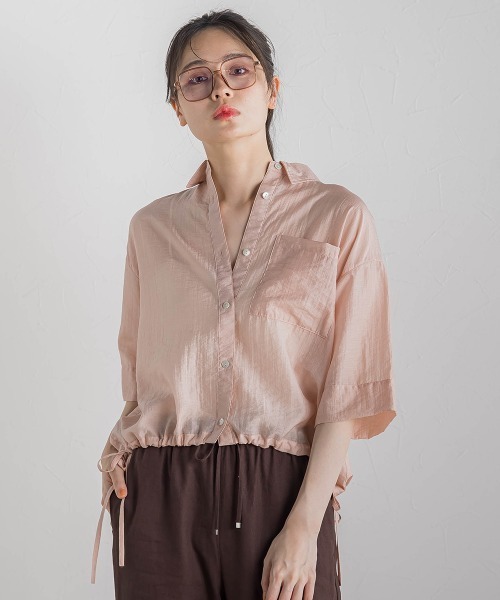 Droite lautreamont(ドロワットロートレアモン)の「シアーシャツ≪手洗い可能≫(シャツ/ブラウス・レディース・イエロー/グリーン/ピンク・M)」の3枚目の写真