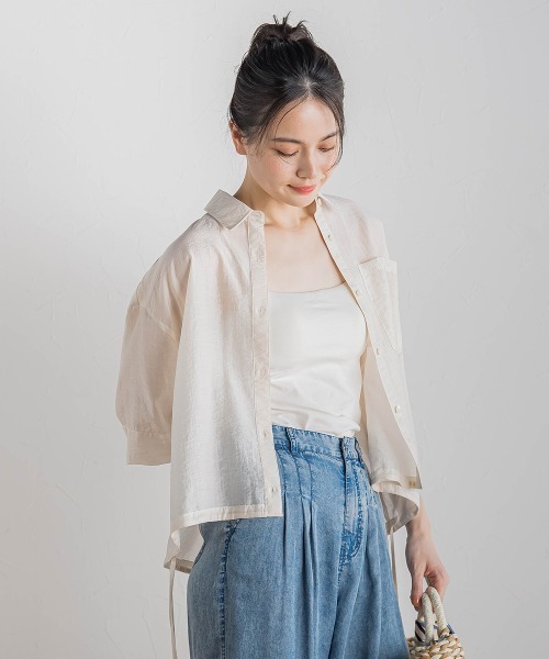Droite lautreamont(ドロワットロートレアモン)の「シアーシャツ≪手洗い可能≫(シャツ/ブラウス・レディース・イエロー/グリーン/ピンク・M)」の15枚目の写真