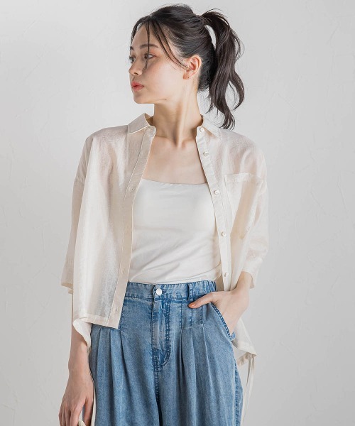 Droite lautreamont(ドロワットロートレアモン)の「シアーシャツ≪手洗い可能≫(シャツ/ブラウス・レディース・イエロー/グリーン/ピンク・M)」の16枚目の写真