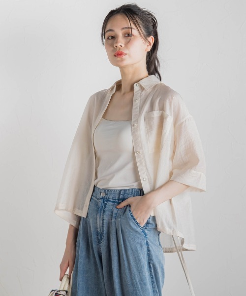 Droite lautreamont(ドロワットロートレアモン)の「シアーシャツ≪手洗い可能≫(シャツ/ブラウス・レディース・イエロー/グリーン/ピンク・M)」の18枚目の写真