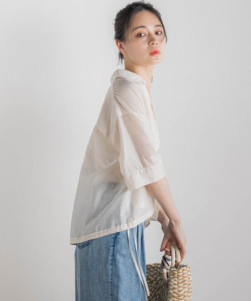 Droite lautreamont(ドロワットロートレアモン)の「シアーシャツ≪手洗い可能≫(シャツ/ブラウス・レディース・イエロー/グリーン/ピンク・M)」の20枚目の写真