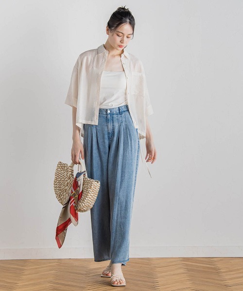 Droite lautreamont(ドロワットロートレアモン)の「シアーシャツ≪手洗い可能≫(シャツ/ブラウス・レディース・イエロー/グリーン/ピンク・M)」の21枚目の写真
