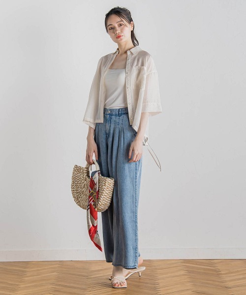 Droite lautreamont(ドロワットロートレアモン)の「シアーシャツ≪手洗い可能≫(シャツ/ブラウス・レディース・イエロー/グリーン/ピンク・M)」の22枚目の写真